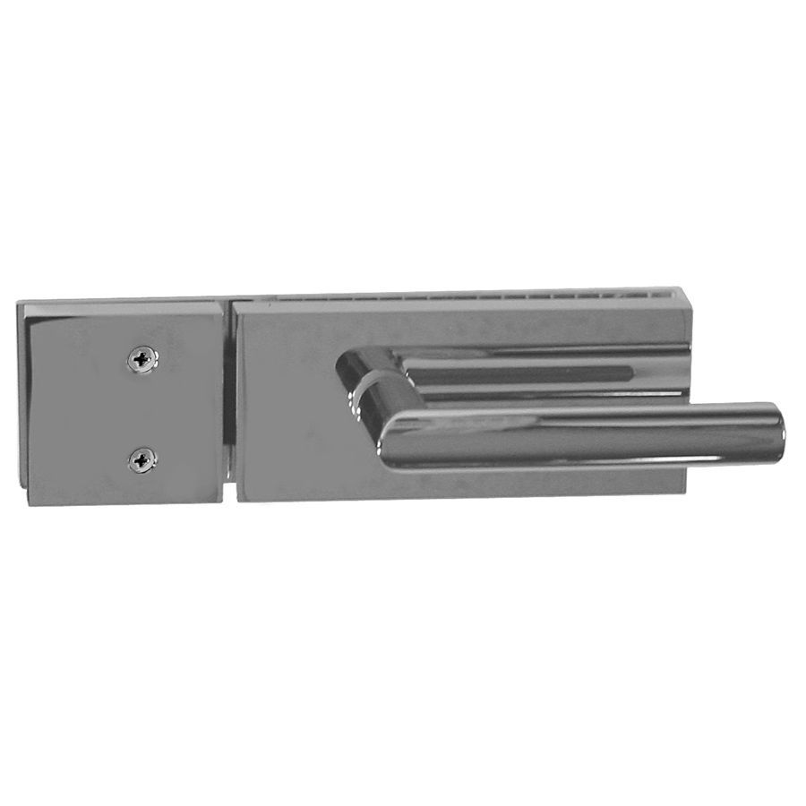 - Set Glass Door Latch Backset 2 inch. With Strike Box and L shape Levers. For full size exterior doors with 3/8 to 1/2 inch glass