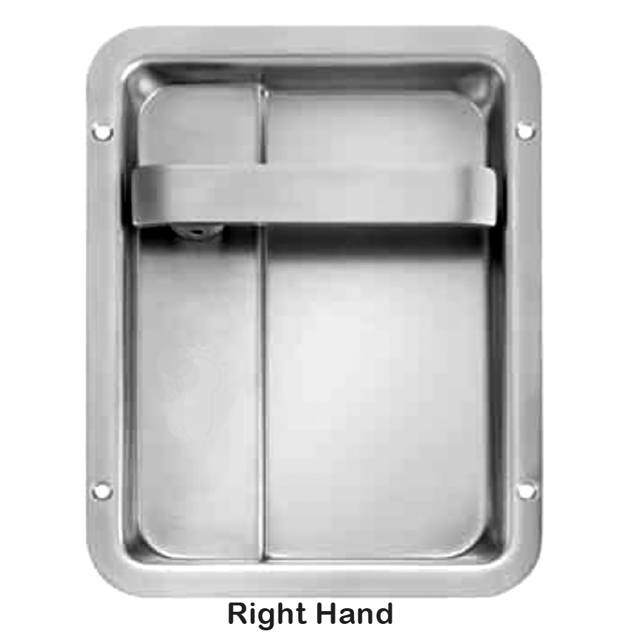 Flush Cupped Escutcheon w. Lever. Stainless steel. Right hand