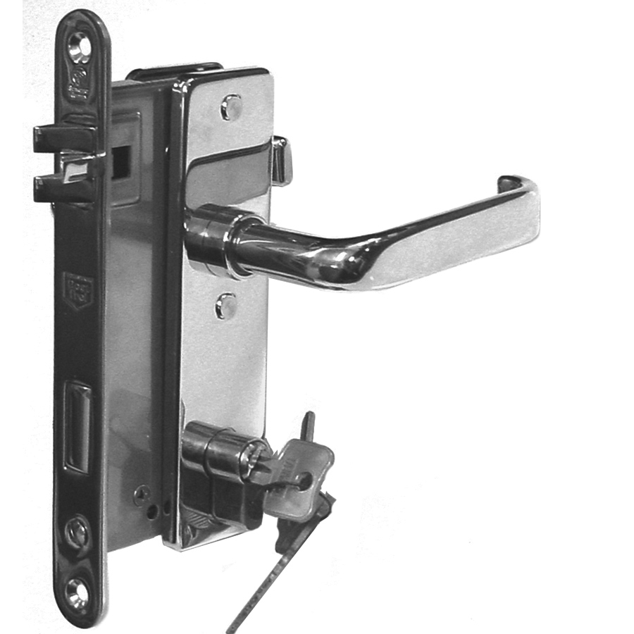 ~ Entry Mortise Lock SET 55 mm backset. GSV Schwepper and S&B. Polished Stainless Steel 