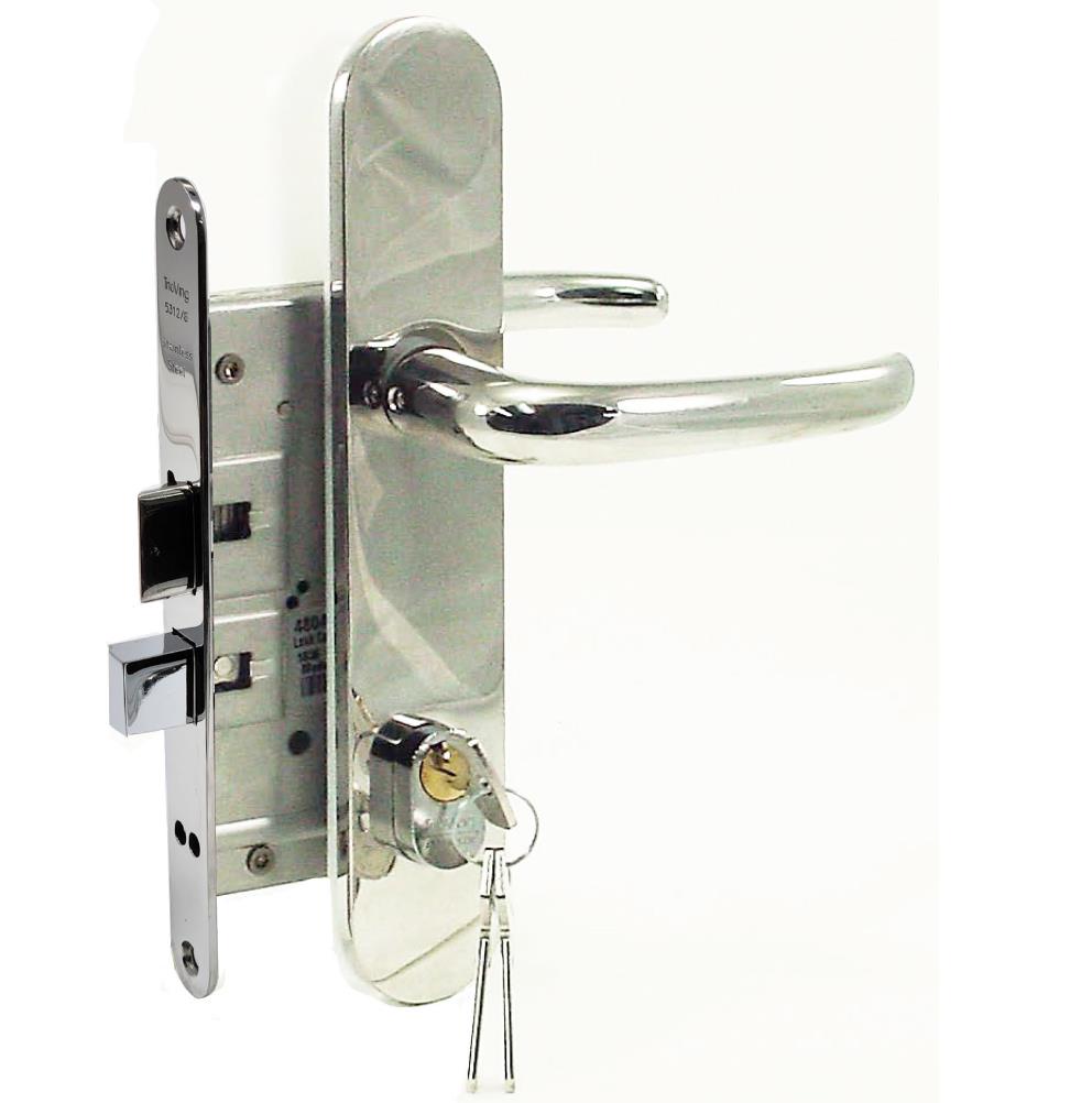 ~ Entry Mortise Lock. Set Complete.  55 mm backset. Heavy Duty. Solid Latch. Mega Yacht Upgrade. Satin Stainless Steel