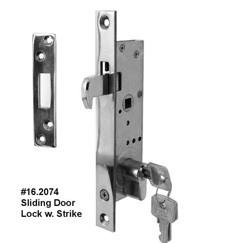 Sliding Door Lock. 22 mm backset. Extra Long Bolt. Entry ModelPolished Stainless Steel