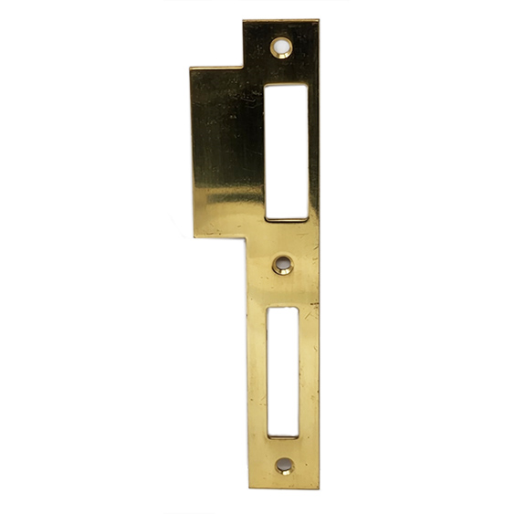 Strike Plate for Wilka Mortise Locks #18.490 with 60 mm backset. Polished Lacquered Brass