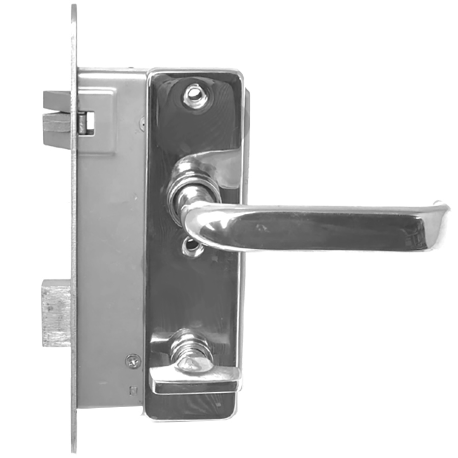 Privacy Mortise Lock 55 mm backset. GSV Schwepper and S&B. Polished Stainless Steel