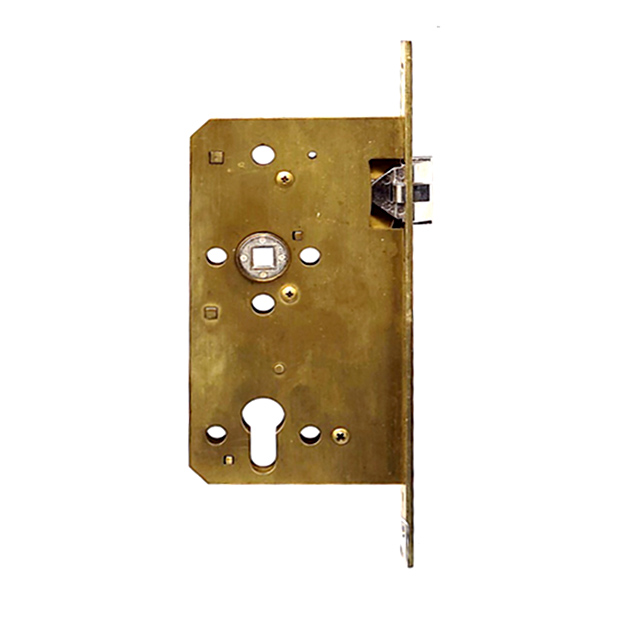 Wilka Entry Mortise Lock 60 mm backset. Brass Lacquered.