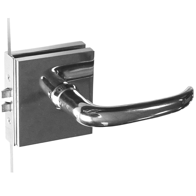 Glass Door Latch with Strike Plate SET with Levers for Wood Frame. Polished Chrome