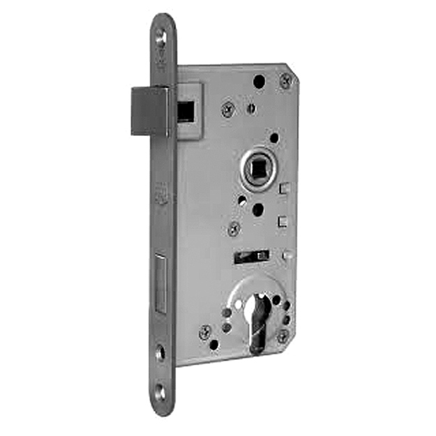 Entry Mortise Lock 55 mm backset. GSV Schwepper and S&B. Satin Stainless Steel. Solid Latchbolt.