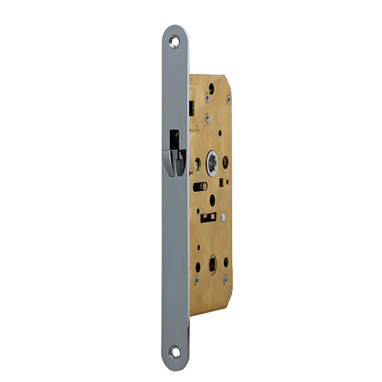 Sliding Privacy Mortise Lock with 40 mm backset. Minimum Door Thickness 7/8 inch