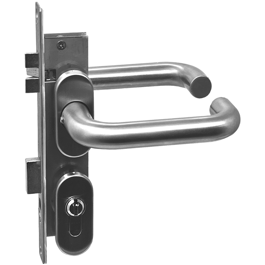 Entry Mortise Lock 25 mm Backset for Framed Doors. Satin Stainless Steel